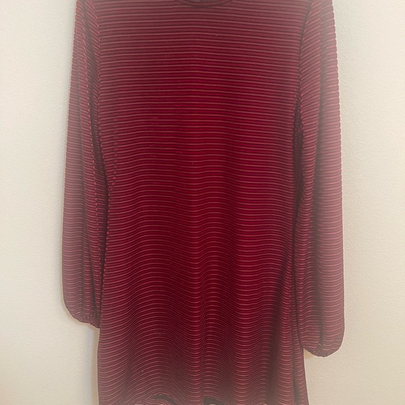 Burgundy Velvet Balloon Striped Dress | Lulus - Picture 5 of 6